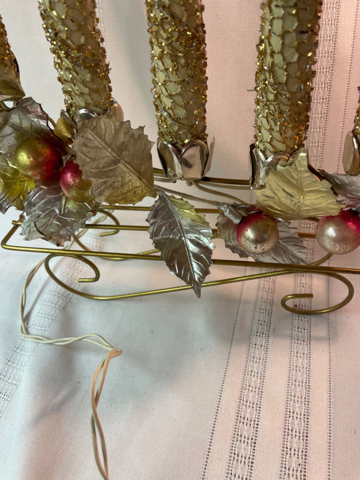 Vintage Microstar Gold Mesh Candelabra Christmas Light eBay