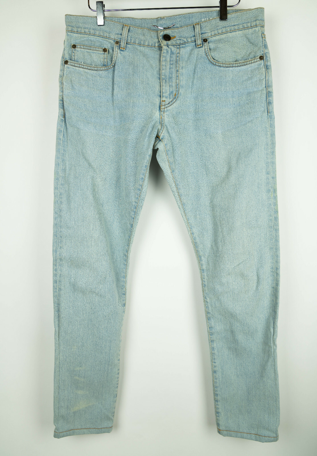 Jeans uomo SAINT LAURENT PARIS D02 SK LW skinny blu chiaro denim lavato 32