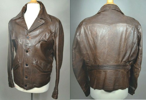 BELTED BACK BUTTON FRONT 1930s LEATHER JACKET_”BLO