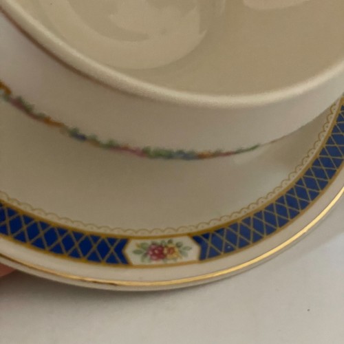 Vintage Syracuse China Old Colony Rose Floral Blue Trellis Attached Sauceboat - Picture 6 of 9