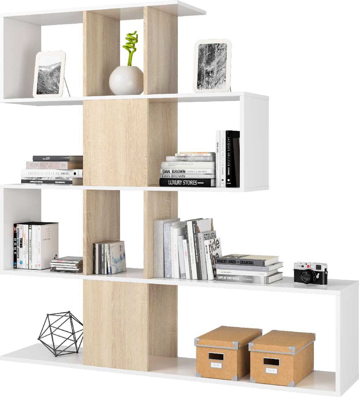 FORES HABITAT Libreria Scaffale legno 4 ripiani 145x29x145h cm Bianco 1F2251A