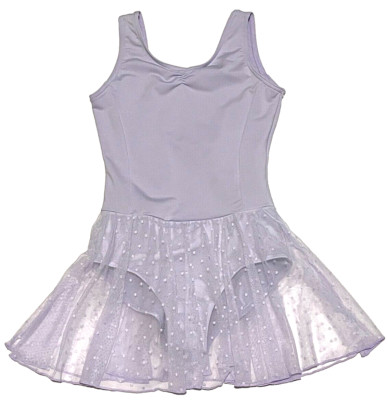 Capezio Spot On Tank Dress Polka Dot Skirt Leotard Bodysuit Purp New Girl M 7 8