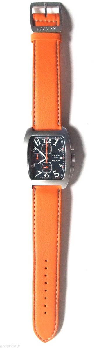 LOCMAN SPORT CHRONOGRAPH WATCH Model 487 NAVY BLUE, /Orange Strap