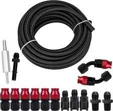 6AN PTFE Fuel Line Kit, Nylon Stainless Steel Braided Fuel Hose, LS Swap EFI E85