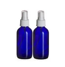 2 NEW 4 oz. Cobalt Blue Boston Round GLASS Spray Bottle Fine Mist Sprayer 