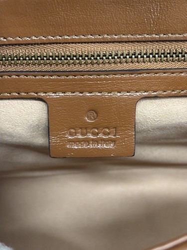 Authentic GUCCI WMNS Caramel Brown Calf Leather Marmont GG Shoulder/Crossbody - Picture 13 of 14