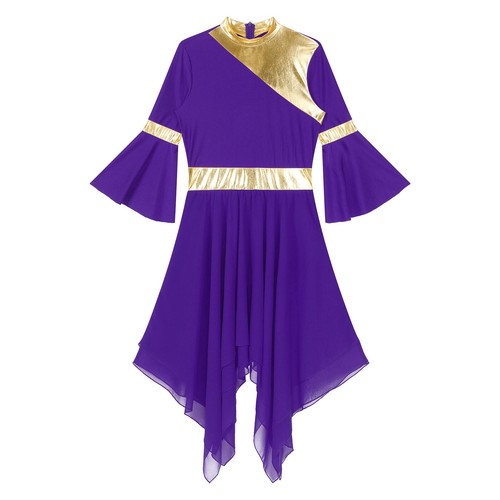 Women Asymmetrical Lyrical Liturgical Praise Dance Dress Church Festival Costume - Picture 57 of 73