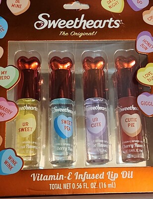 4 Pack Taste Beauty x Sweethearts Vitamin E Infused Lip Oil Set Valentines