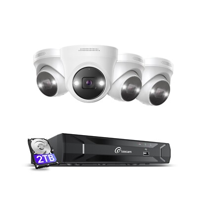 Loocam 4K 8CH PoE NVR Security Camera System 2TB, Smart Human Vehicle Detection