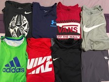 Mixed Lot of 8 t-shirts  Nike, UA, Adidas, Vans and more .  Youth boys XL.