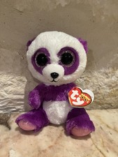TY Beanie BooS Boom Boom The Panda Bear  Plush Stuffed Toy Glitter Eyes 6” NWMT