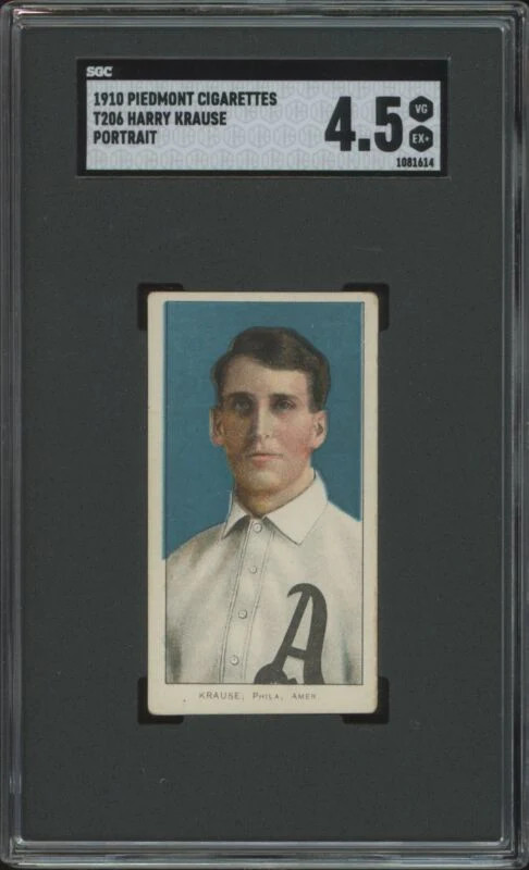1909 T206 HARRY KRAUSE VG-EX+ PORTRAIT PIEDMONT 350 SGC 4.5 ATHLETICS