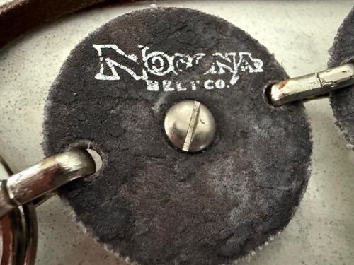 GENUINE LEATHER NOCONA CO. SOUTHWESTERN CONCHO 35" BELT w/ 20" LEATHER BELT TIE - Picture 6 of 7