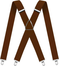 Mens Suspenders Adjustable Braces with 4 Strong Metal Clips Elastic X Back Heavy