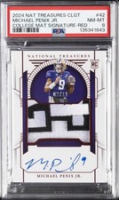 2024 NATIONAL TREASURES COLLEGE COLLEGE MAT SIG-RED MICHAEL PENIX JR. 2/11 PSA 8