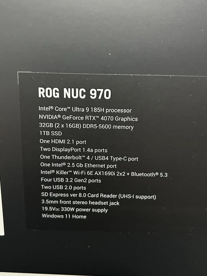 Asus ROG NUC 970 , Intel Ultra 9 185H, 32 GB, 1 TB. Brand new and sealed! - Image 3 of 3