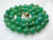Genuine Chrysoprase Chain Faceted 1cm Cut Silver 925 Gold Plating Excellent