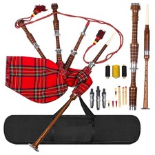 Professional Scottish Highland Bagpipes Set, Rosewood with Royal Stewart Tart...
