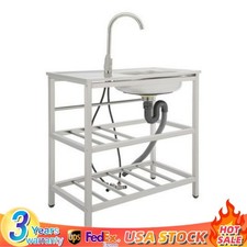 Stainless Steel Kitchen Sink, Freestanding Kitchen Utility Sink with Faucet