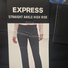 Ankle Pants Black Straight High Rise Women's Regular Size 6 MPN 1936731 Express