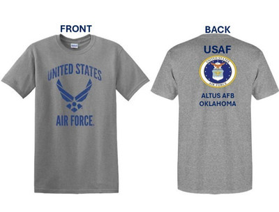 AIR FORCE* ALTUS AFB* OKLAHOMA USAF 2-SIDED SHIRT. USAF LICENSED