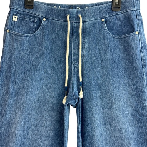 Belle By Kim Gravel Capri Jeans Size 12 Stretch Wide Leg Denim Pull On Hippie - Picture 3 of 10