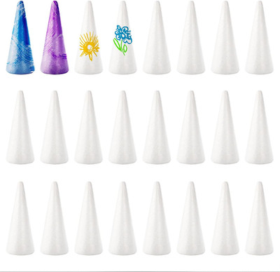 24 Pieces Foam Tree Cones, Foam Cone for Crafts, 2.8 X 7 Inch White Polystyrene