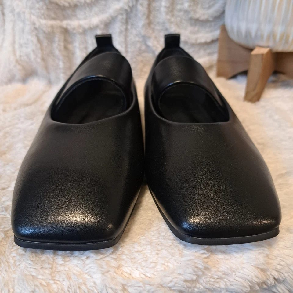 Zapatos planos de ballet Mary Jane negros punta cuadrada suaves minimalistas para mujer talla 7 Foto 3 de 4