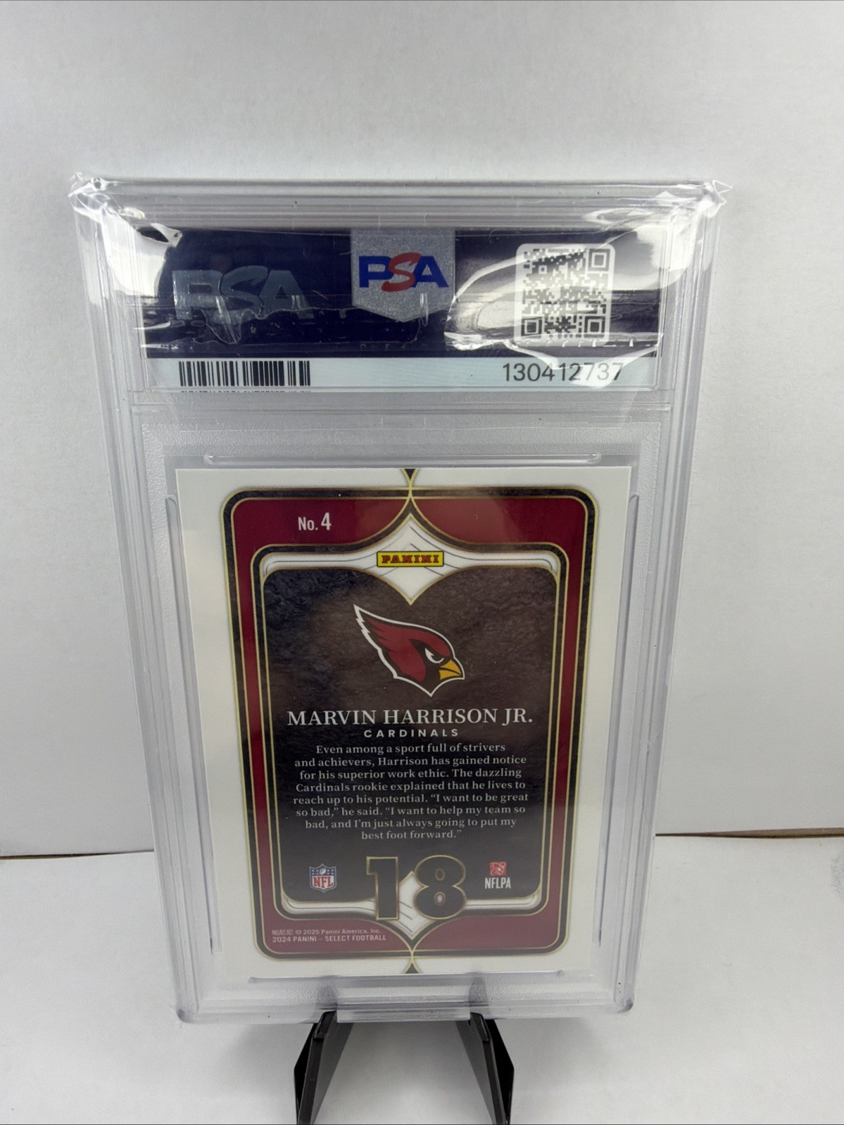 2024 Panini Select #4 Marvin Harrison Jr. Select Numbers PSA 10 view 2