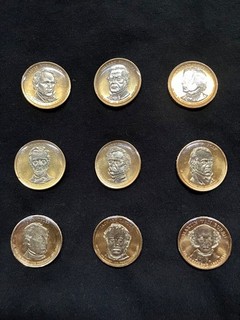 GOLD PLATED United States Presidential Dollars Set of 9 Coins $9 Face Value