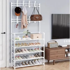 Hat Rack, 5-Layer Multifunctional Metal Hook with 8 Double Hooks - Space Saving 