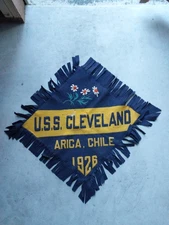 U.S.S. Cleveland C-19 Felt Pillow Sham c 1910-1916