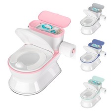 2-in-1 Toddler Potty Training Toilet with Flushing Sound - Pink
