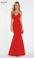Alyce Paris Red Mermaid Sleeveless Fitted Formal Gown Womens 12 60293 Flare