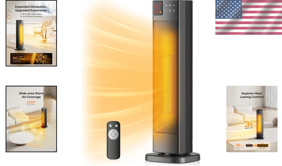 Oscillating Ceramic Heater with ECO Mode & Safety Features - Image 2 of 4