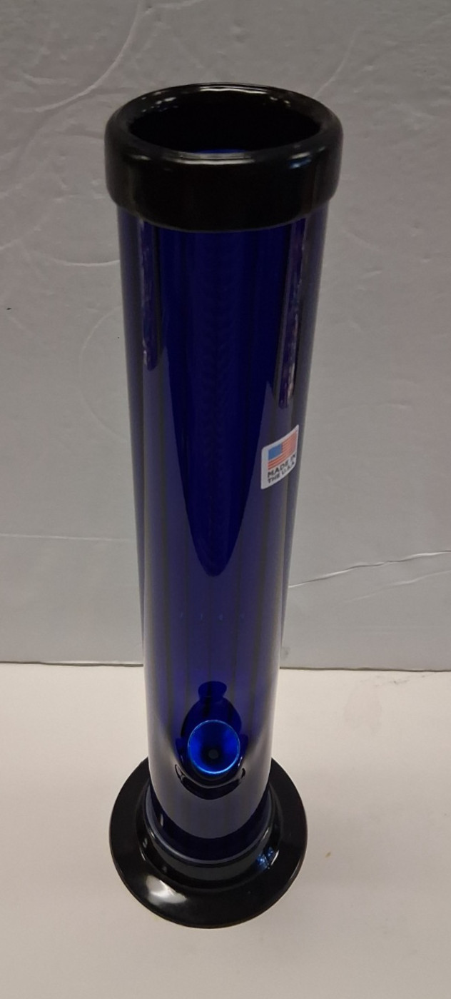 12" ACRYLIC RIBBED PLASTIC STRAIGHT HOOKAH WATER PIPE BONG THUMB CARB  2"M DBLUE