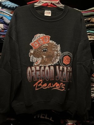 Vintage 90s Oregon State OSU Beavers Crewneck Sweatshirt Size XL Black Retro
