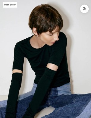 MARCELLA NYC Indra Black Long Sleeve Cut-Out Tee M