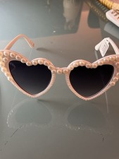 Fabulous White Heart Shaped Sunglasses With Embedded Pearls