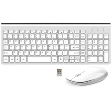 Wireless Keyboard Mouse Combo, Slim Ergonomic Compact with Number Pad - Silver