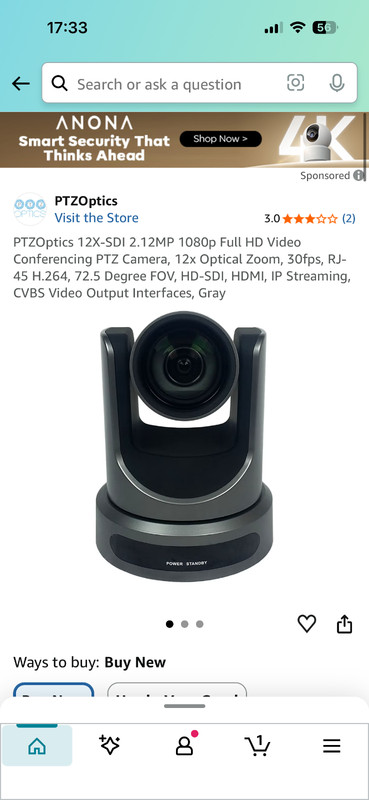 PTZOptics 12X-SDI 2.12MP 1080p Full HD Video Conferencing PTZ Camera, 12x Optica