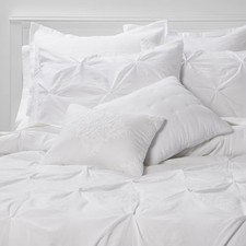 Threshold 8-Piece Comforter Bedding Set Pinch Pleats OEKO-TEX, White, Queen