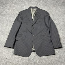 Banana Republic Blazer Mens 44R Gray Pinstripe Wool Two Button Suit Jacket Lined