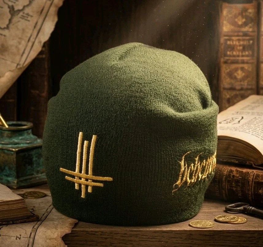 Behemoth Band Beanie Hat Forest Green Gold Embroidered Logo Black Metal Merch