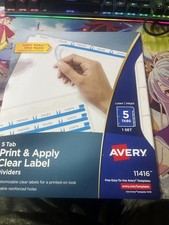 Avery 11416 Clear Label Index Maker Dividers, 8.5 x 11, White, 5 Tabs/Set