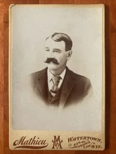 ID'd Man w Mustache Cleft Lip ? TJ Butterfield Cabinet Card Photo Watertown WI