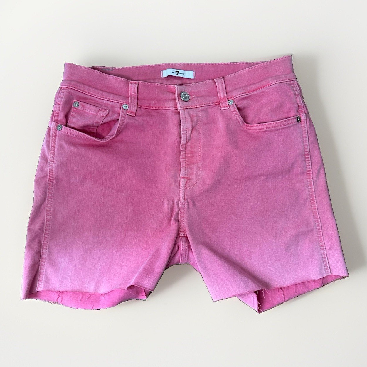 Pantalones Cortos 7 For All Mankind Denim Rosa Reciclados de Jeans Mujeres Talla 30 UK 10