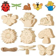 48PCS Unfinished Wooden Cutouts, Blank Hanging Craft Ornaments Flower