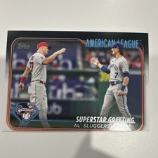 Topps 2024 Series 2 Superstar Greeting Bobby Witt Jr. Mike Trout Checklist #413.