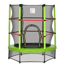 55" Steel Frame Kids Trampoline, Indoor Exercise Bouncer w/ Net Enclosure, Green